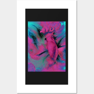 VIBRANT EXOTIC PINK PARROT COCKATOO TROPICAL PALM PRINT POSTER Posters and Art